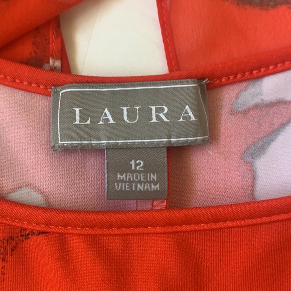 Laura poppy red large white floral tank dress removable  chiffon poncho EUC - Picture 4 of 6